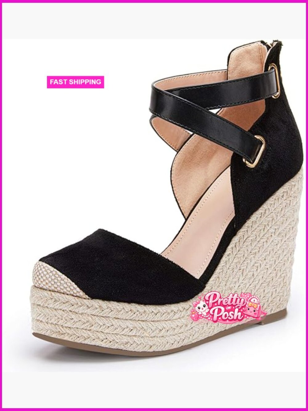 Wedge Espadrille Sandals Ankle Strap Closed Toe Platform Heeled
